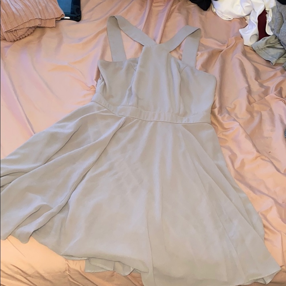 gray halter neck dress